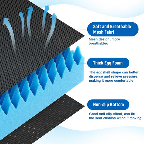 Geiserailie Set 4" (1 Set,Blue) Breathable Mesh Cover Egg Chair Cushion with Non-Slip Cover Egg Foam Pad for Chairs