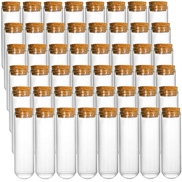 Frcctre 48 Pack 50ml Glass Test Tubes with Cork Stoppers, Clear Round Bottom for Experiments & Storage