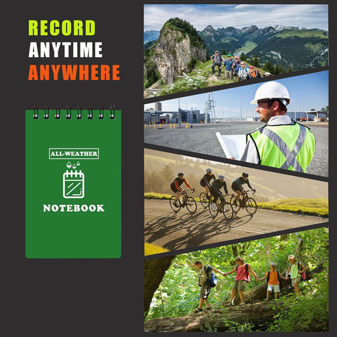 Waterproof Notebook, 3" x 5" All Weather Pocket Notepad, 80 Waterproof Lined Pages for Outdoor Activities