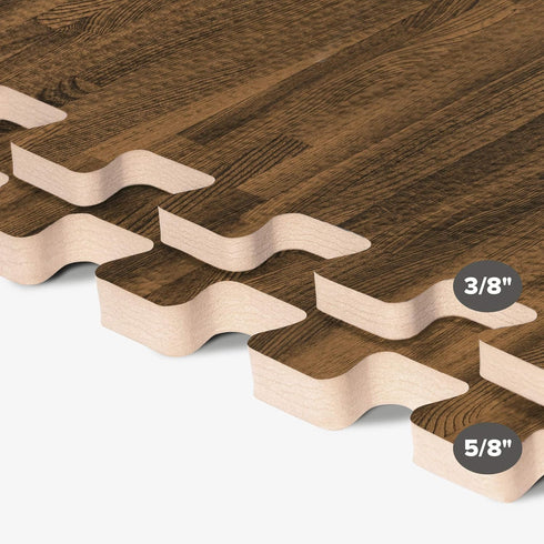 5/8 Inch Forest Floor Thick Printed Foam Tiles, Premium Wood Grain Interlocking Foam Floor Mats, Anti-Fatigue Flooring