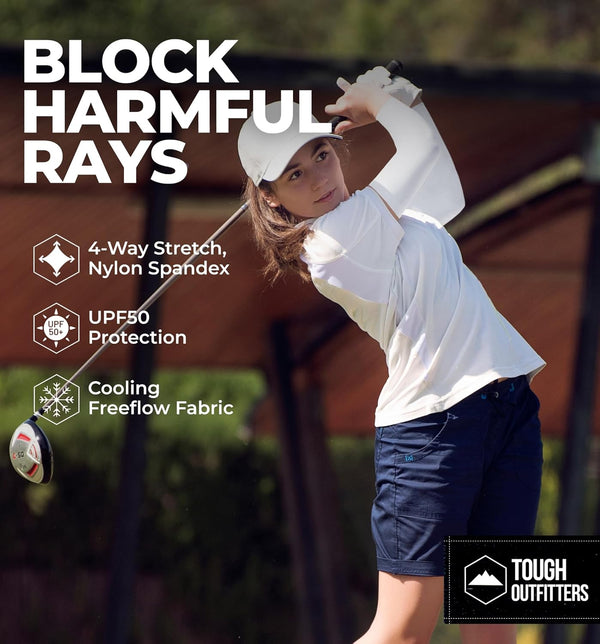 Tough Outdoors Sun Protection Sleeves - UV Arm Sleeves for Men Women - Golf Cooling Baseball Sun Sleeves