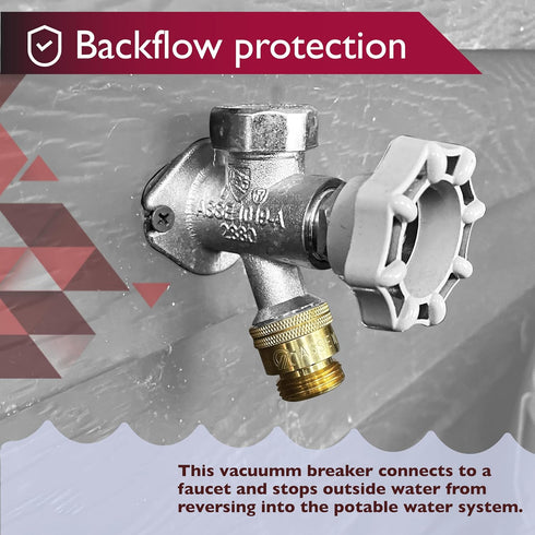 3/4 Inch Vacuum Breaker Solid Brass Hose Bib Backflow Preventer for Garden Spigot RV