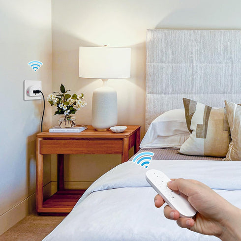SURNICE Mini Remote Control Outlet Plug, 10A Wireless Light Switch Plug for Household Appliances, 5 Outlets + 2 Remotes