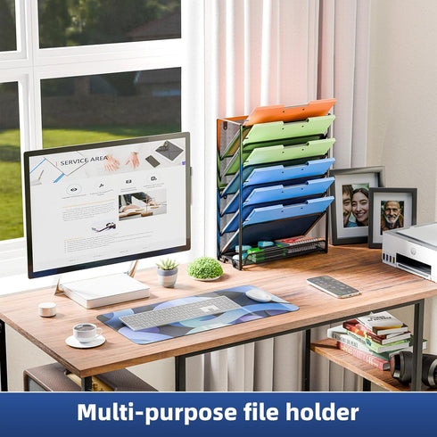 Simple Trending Wall File Organizer, Mesh 7-Tier Vertical Hanging File Holder, Desktop Metal Files Rack for Office