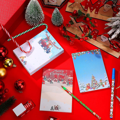 Christmas Sticky Notes: Winter Scene Notepads, Snowman Note Pads, Self-Adhesive Removable Notes, 6 Pieces