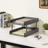 MyGift 2-Tier Rustic Gray Wood Paper File Organizer, In and Out Tray for Office Desktop Document Holder Rack