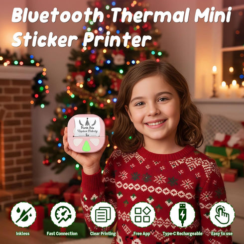 HKHKPI Mini Sticker Printer Thermal Sticker Maker Machine,Bluetooth Print Pods for Kids Teens Gifts,Pocket Printpod