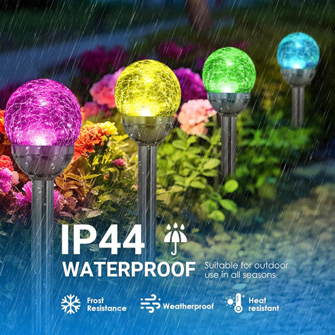 3 Pack 2 SOLPEX Solar Garden Lights Outdoor, Multi-Color Changing&White Modes Solar Powered Glass Ball Garden Lights