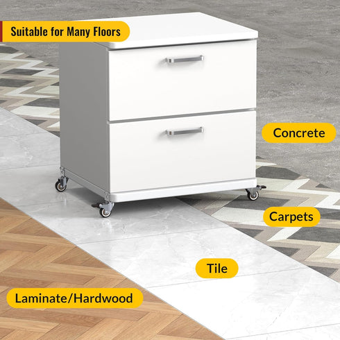 2 Inch Side Mount Casters Set of 4, Heavy Duty Furniture Wheels Supporting Up to 250 LBS, 2 with Brakes
