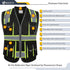 JKSafety Hi-Vis Zipper Front Black Safety Vest, 10 Pockets, Cushioned Collar, Meets ANSI/ISEA Standards