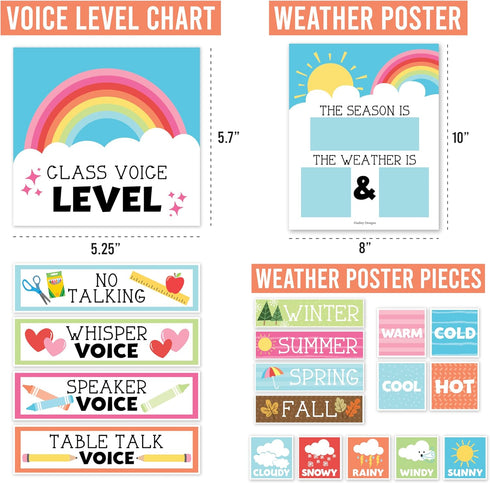 Hadley Designs Doodle Classroom Calendar Set, Bulletin Board Sets for Teachers