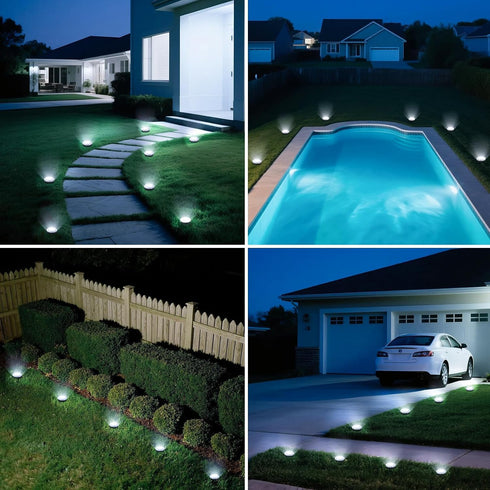 12 Pack vighep Mini Solar Ground Lights, Solar Lights Outdoor Waterproof, Upgraded LED Flat Landscape Lighting