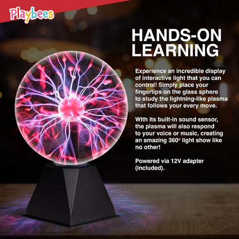 7 Inch Bulb Playbees Red Plasma Ball - - Tesla Coil Static Electricity in a Vacuum Pressurized Glass Globe, Nebula