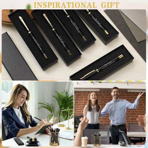 PerKoop 10 Pcs Inspirational Ballpoint Pens with Gift Boxes, Motivational Quote Pen Bulk, Appreciation Gifts for Team,