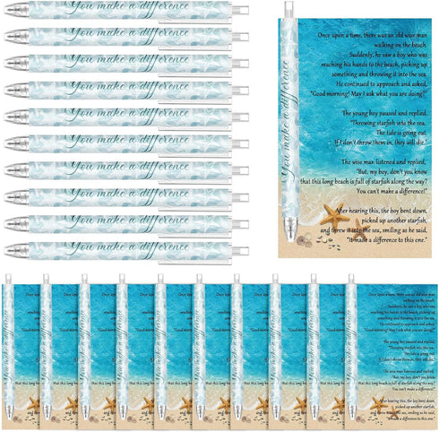 Seajan 30 Sets Starfish Story Gifts Inspirational Ballpoint Pens with Motivational Cards for Teacher Employee Gifts