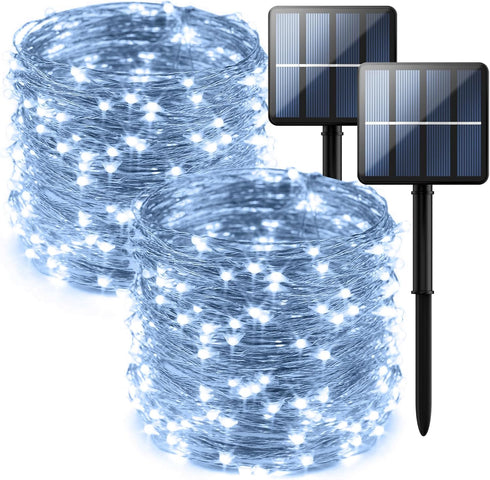 2-Pack 200 LED Solar Fairy Lights Outdoor, Upgraded Oversize Lamp Beads Solar String Lights for Garden Patio