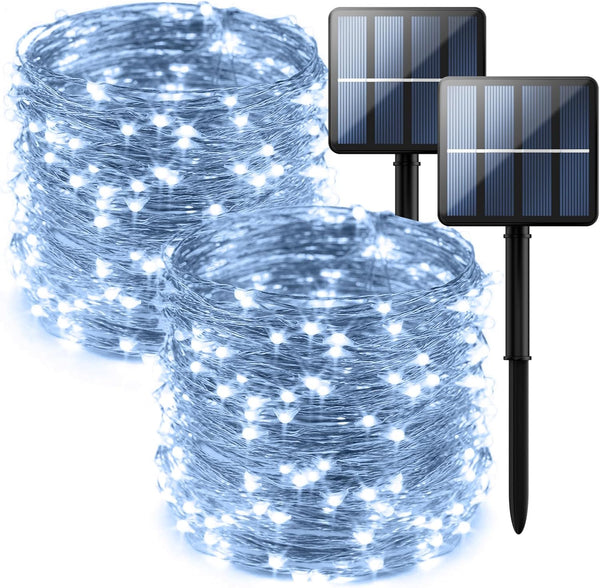 2-Pack 200 LED Solar Fairy Lights Outdoor, Upgraded Oversize Lamp Beads Solar String Lights for Garden Patio