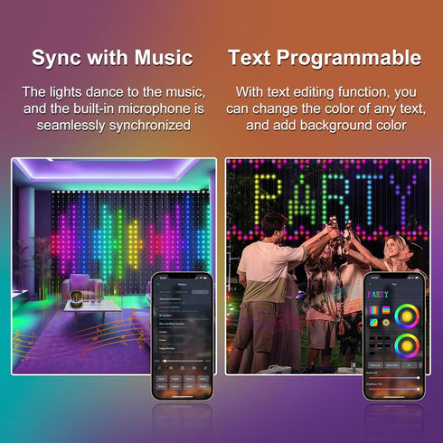 6.6 6.6Ft 400LED Programmable Christmas,Halloween,4th Smart Animated Curtain String Lights Remote APP Control x RGB