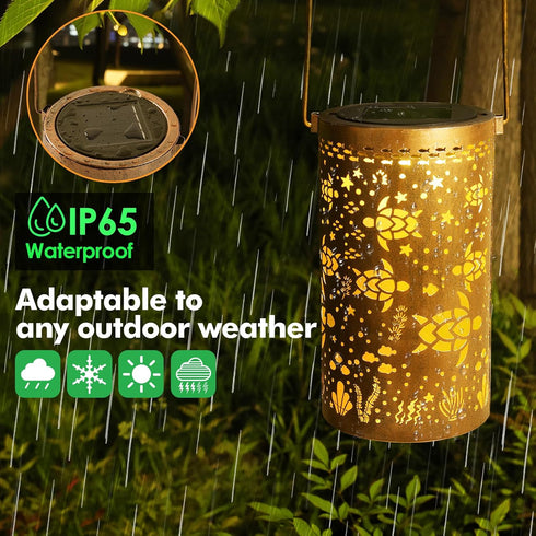 Fabuday Sea Turtle Outdoor Solar Lantern, Waterproof Hanging Solar Power Lights for Garden Decor and Yard Gifts