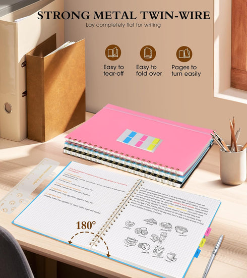 Graph Paper Notebook, Spiral Journal 8.5” x 11”, A4 Large Grid Notebooks for Work School Engineering, 100 GSM Graph