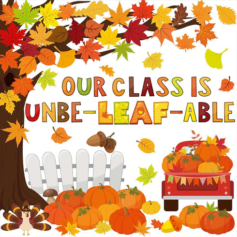 Pasimy 96 Pcs Fall Bulletin Board Decorations - Thanksgiving Classroom Cardboard Cutouts for Autumn Harvest Decor