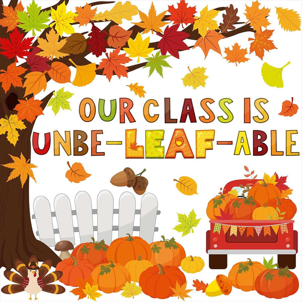 Pasimy 96 Pcs Fall Bulletin Board Decorations - Thanksgiving Classroom Cardboard Cutouts for Autumn Harvest Decor