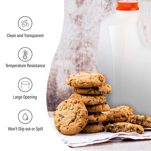 MT Products 64 Oz HDPE Plastic Juice Bottles Set - 6 Bottles & 6 Orange Tamper Evident Caps - Made in USA