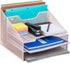 Mind Reader Desktop Organizer, Vertical File Holder, Metal Mesh, 12.5" L x 11.5" W x 9.5" H, Pink