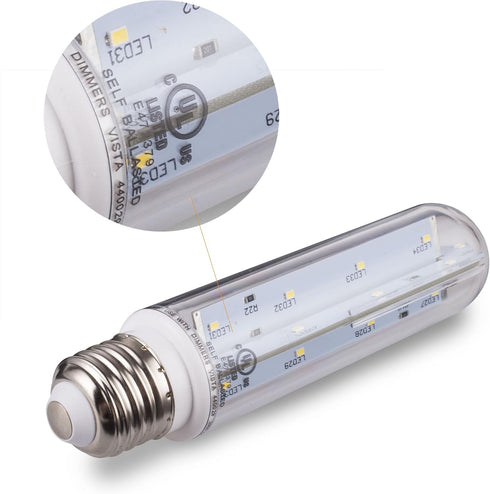 Tento T10 LED Tube Light, E26 Medium Base, 60W-70W Replacement, 5000K Cool White, Aquarium Light Bulb, 2 Pack