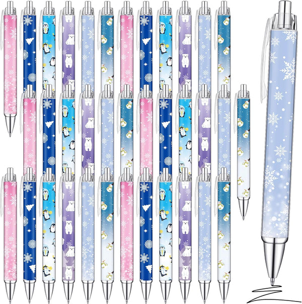 Yeaqee 36 Pcs Winter Themed Snowflake Pens, Frozen Ballpoint Pens for Winter Birthday Party, School Reward Prizes