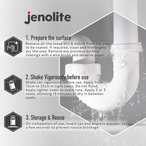 JENOLITE Stop Leak Sealer Spray, Waterproof Sealant, Fills, Seals & Stops Leaks, WHITE, 400ml