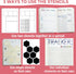 Speedy Spreads Journal Stencils x6 (Weekly Layouts #3) for A5 Bullet Dot Grid Journal Notebook by Sunny Streak.