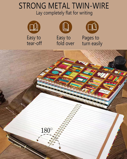 DHGPTS A5 60 Spiral Journal Notebook, Cute Notebooks for Women Men, College Ruled Hardcover Notebook for Work & Note