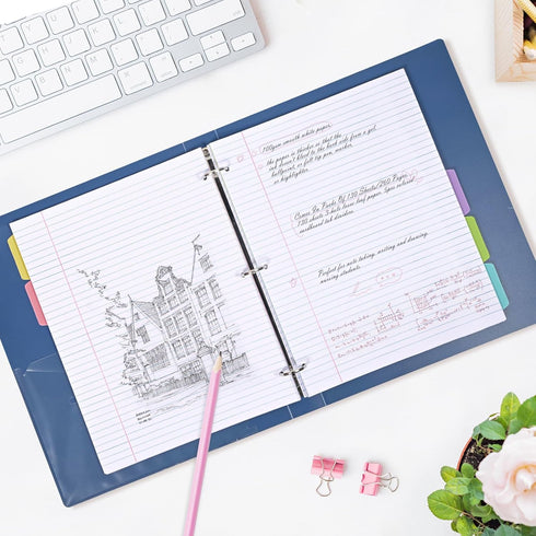 Filler Paper, 8.5” x 11” Lined Notebook Paper, 3 Holes College Rule with Dividers, 100gsm 260 Pages A4 Loose Leaf
