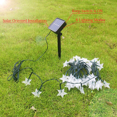 Solar Star String Lights Outdoor, 50LED 23ft Solar String Lights for Outside, Waterproof Solar Fairy Lights for Garden Patio Yard Lawn Balcony Fence Christmas Tree Decoration (Multicolor) by Xingpold