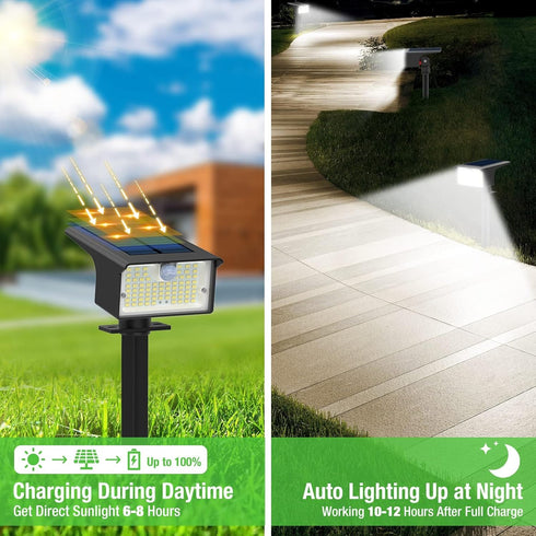 3 Pack/62 3 2-in-1 nipify Solar Spot Lights Outdoor, LED Solar Motion Sensor Lights Outdoor Waterproof, Modes Solar
