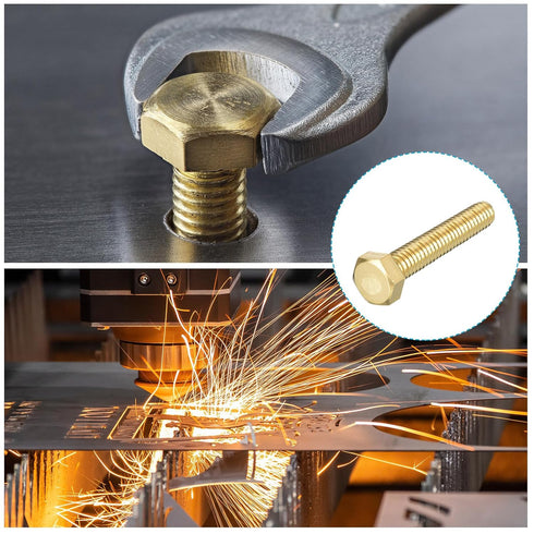 Hex Head Screw Bolt (5/16-18x1-3/4") 5Pcs, Brass Fully Threaded Solid Hex Bolts for Machinery Repair