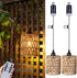 Battery Operated Chandelier, Battery Hanging Pendant Light, Rattan Lights with Warm White