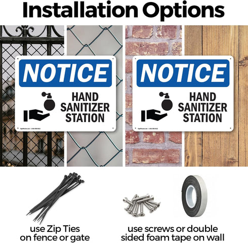 (2 Pack) 14 Inch 10 Inch Hand Sanitizer Station OSHA Notice Sign X Indoor/Outdoor Rust-Free Aluminum Metal Signs