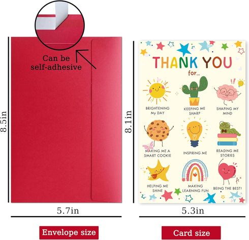 Cheeklee Thank You Card for Teacher, Cute Teacher Appreciation Card Gift from Kids or Parents, End of Year Thank You
