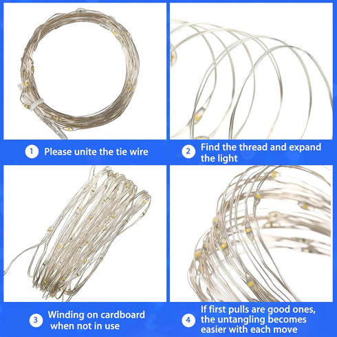 10 Pack 16.4 50 Tuanse Fairy String Light with Timer Function ft LED Twinkle Copper Wire Light Battery Operated