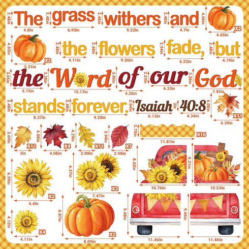 Fall Bulletin Board Decorations Set - Religious Pumpkin Sunflower Cutouts for Thanksgiving School Decor