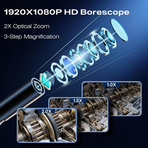 1920P 4.3" IP67 8 16.5ft Endoscope Camera with Light, HD Borescope Inspection Camera with IPS Screen, AukonVee