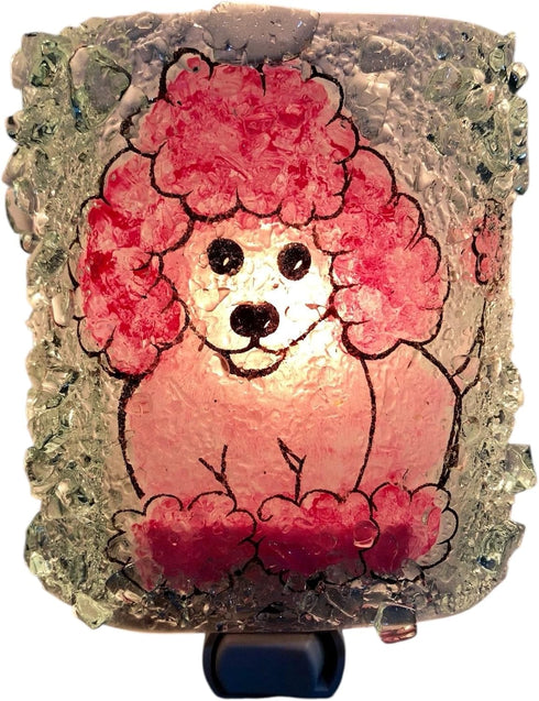 Reborn Glass Night Light Recycled Bottle Glass Pink Poodle