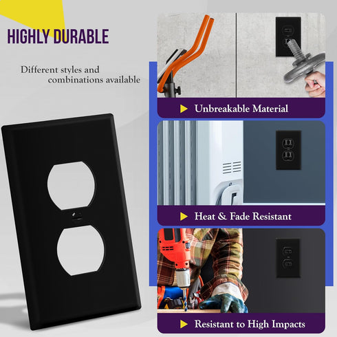 ENERLITES Duplex Receptacle Outlet Wall Plate, Gloss Finish, Mid-Size 1-Gang Electrical Outlet Cover