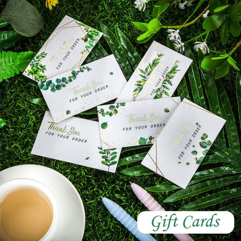 Outus 180 Pieces Thank You for Your Order Card Support Small Business Customer Thank You Cards Gold Foil and Green