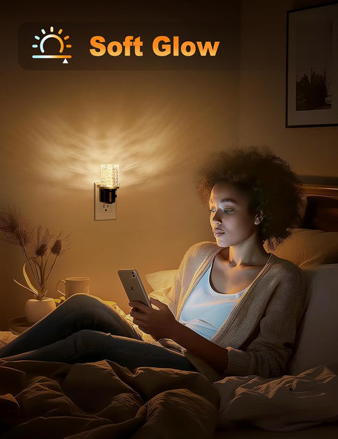 Dimmable 3000K 0-100LM JandCase LED Night Light, Night Lights Plug into Wall, Modern Nightlight with Auto On Off Light