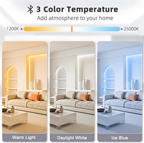 16.4ft (600 25000K 3Color Dimmable Commercial Tenmiro White LED Strip Lights LEDs) Super Bright Daylight White
