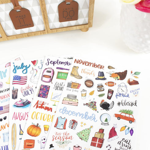 Pack 310 Pack! bloom daily planners Holiday Seasonal Planner Sticker Sheets - Vintage Seasonal Sticker - Removable
