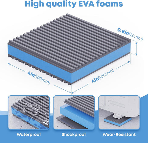 Anti Vibration Isolation Pads, Mechanical Vibration Damping Pads, Air Compressor Rubber Feet for Washing Machine, Sound Shock Absorbing Pads with Tire Smell, Better for Outdoor Use 4"x 4"x 7/8"-4 PCS